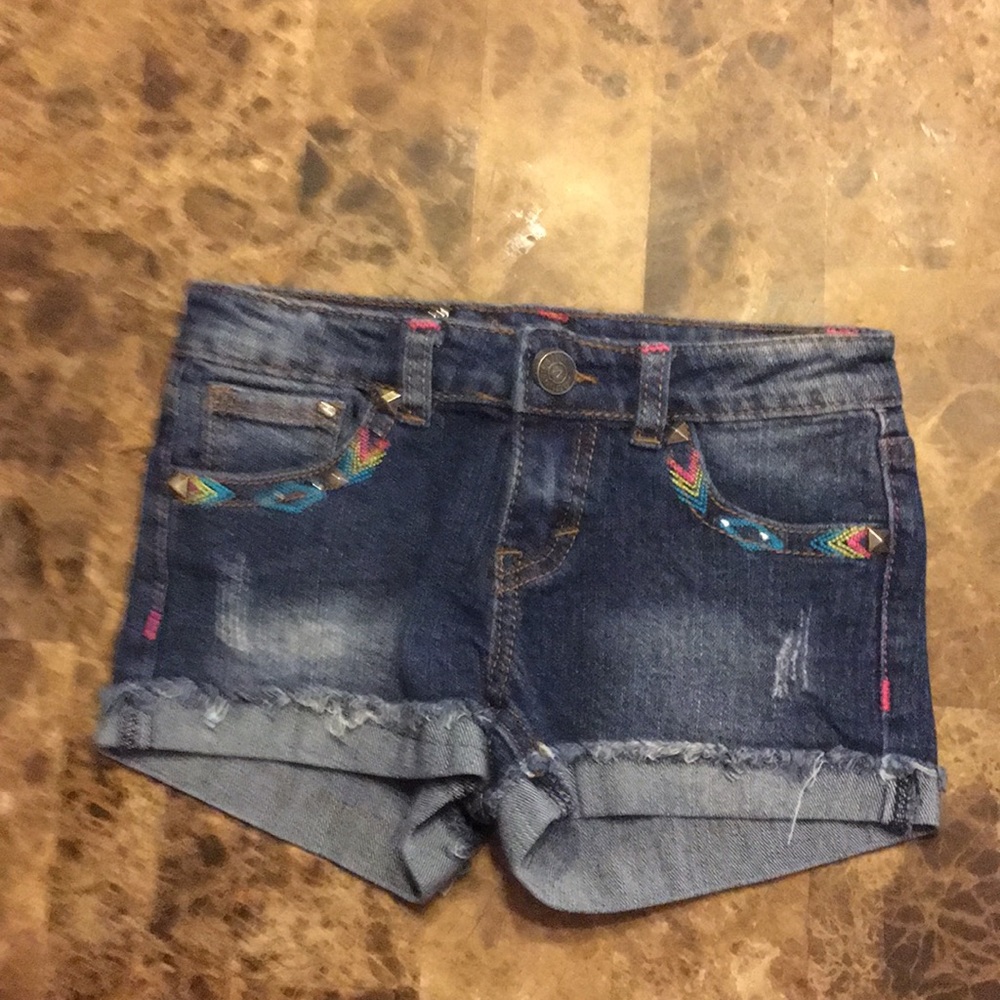 Girls size 8 shorts w/ neon tribal print accents